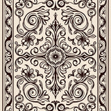 Vintage Swirl Medallion with Ornate Botanical Motifs (Beige)