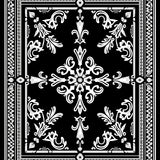 Latticework Damask with Baroque Filigree and Whimsical Florals (Black)