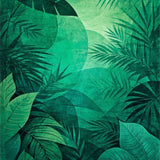 Nature Inspired Jungle Leaf Print with Abstract(Green)