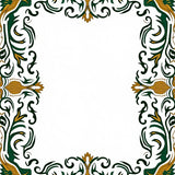 Spring Meadow Fern Scrollwork with Floral Accents (Green)