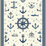 Maritime Voyage Decorative with Anchor Design for Indoor Spaces(Blue)