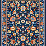 Stylish Area with Elegant Dual Tone Blue and Orange Floral(Blue)