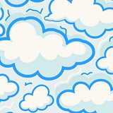 Whimsical Puffy Nimbus with Abstract Forms and Fluid Lines(Blue)