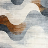 Elegant Distressed Area Rug with Abstract Swirl Design in Neutral Tones(Gray)