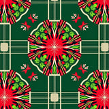 Classic Interlocking Plaid Featuring Holly Leaf and Berry Highlights(Red)