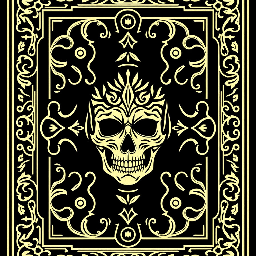 Damask Floral Scroll with Elegant Victorian Ornaments (Black) - ODIKA