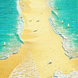 Ocean Surf Area Funny Tropical Beach Scene Bath Mat Coastal Vibe(Beige)