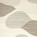 Circular Beige Area Contemporary with Flowing(Beige)
