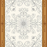 Caria Medallion Scrollwork Motif with Interlocking Floral Accents(Brown)