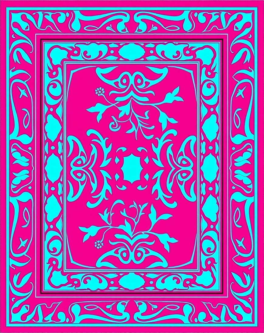 Vintage Inspired Floral Featuring Stylized Blossoms and Leafy Swirls (Pink) - ODIKA