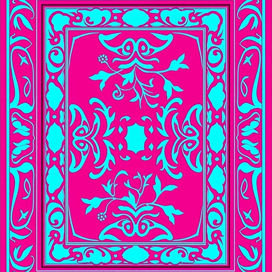 Vintage Inspired Floral Featuring Stylized Blossoms and Leafy Swirls (Pink) - ODIKA