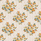 Heirloom Inspired Artistic Blooms Across Weathered Background(Orange)