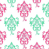 Elegant Botanical Swirl Damask Transitional Symmetrical(Pink)