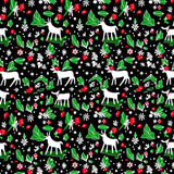 Festive Reindeer with Scattered Snow Dot and Holly Leaf(Black)