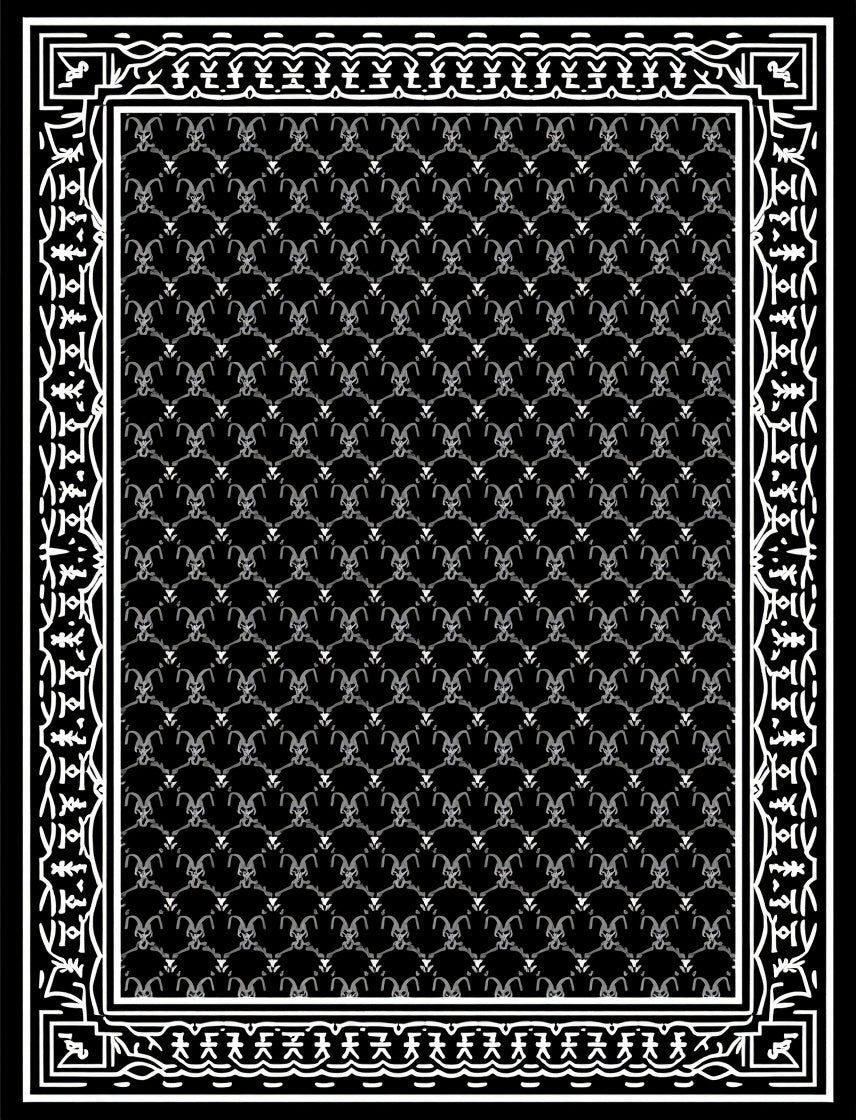 Interlocking Lattice Trellis with Subtle Botanical Flourishes and Worn Accents (Black) - ODIKA