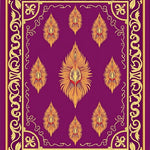 Peacock Feather Medley with Elegant Floral Scrolls (Purple) - ODIKA