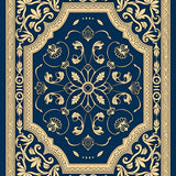Floral Lattice with Radiating Petals and Baroque Filigree (Blue)