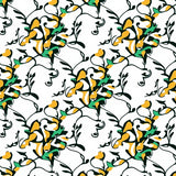 Abstract Botanical Showcasing Stylized Leaf and Vine (Yellow)