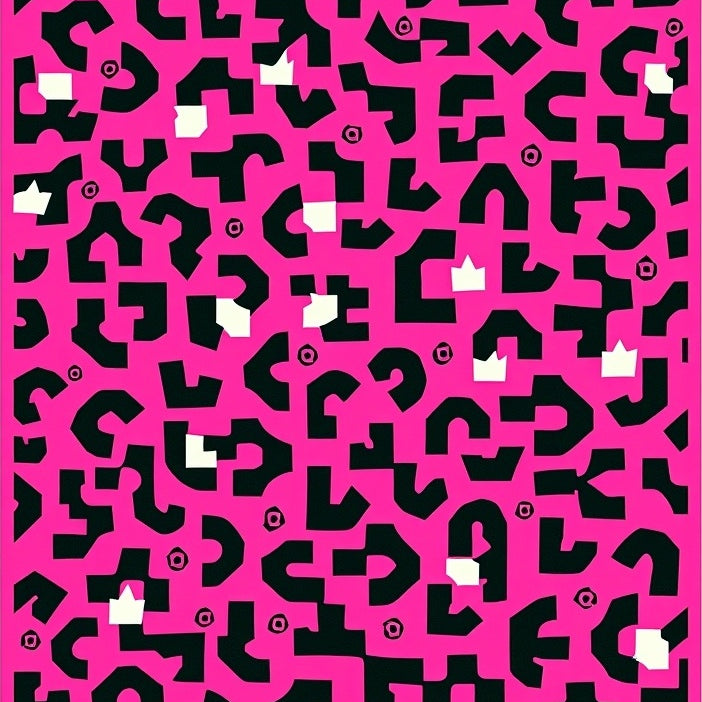 Modernist Mosaic with Speckled Asymmetric Shapes (Pink) - ODIKA