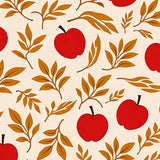 Harvest Orchard Medley with Sun Kissed Apples and Autumn Leaves Motif(Red)