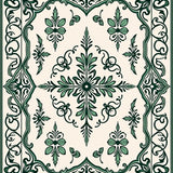 Damask Scrollwork Design with Ornate Flourish(Green)