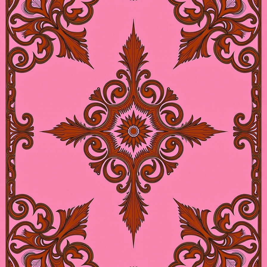 Damask Elegant Scrollwork Palatial Swirl (Pink) - ODIKA