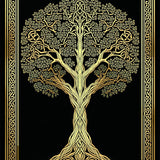 Intricate Norse Nature Motif(Gold)