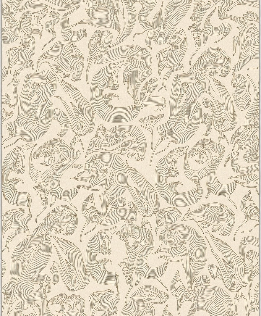 Leaf Vein with Interlaced Natural Shapes (Beige) - ODIKA