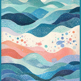 Beach Breeze Area Featuring Playful Fish Silhouettes with Rippled Water Art(Blue)