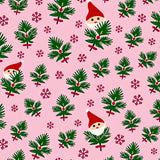 Whimsical Winter Forest Gnomes and Pine Bough Design with Gift Motif Details(Pink)