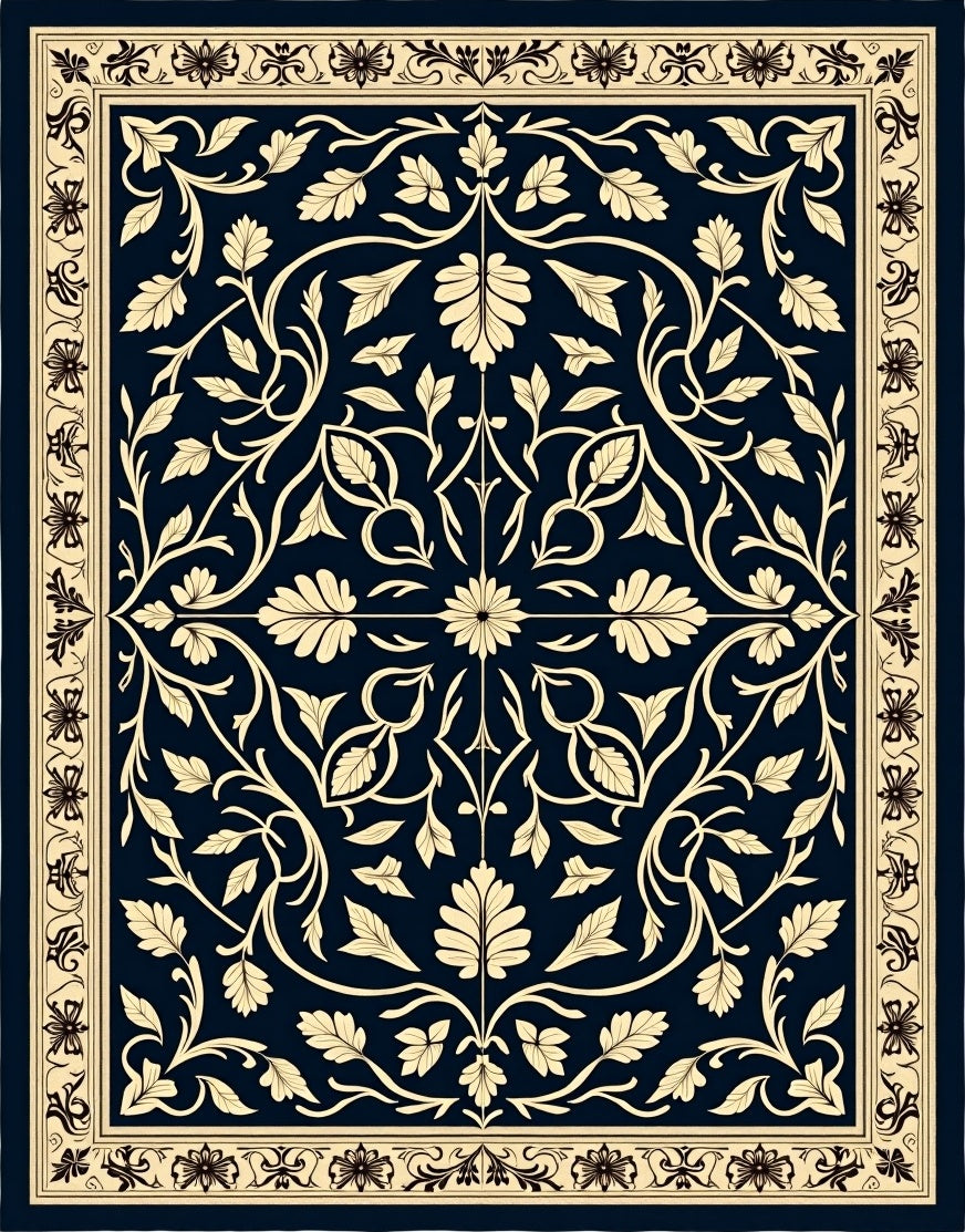 Tapestry Vine with Ornamental Leaf Arrangements Accent (Black) - ODIKA