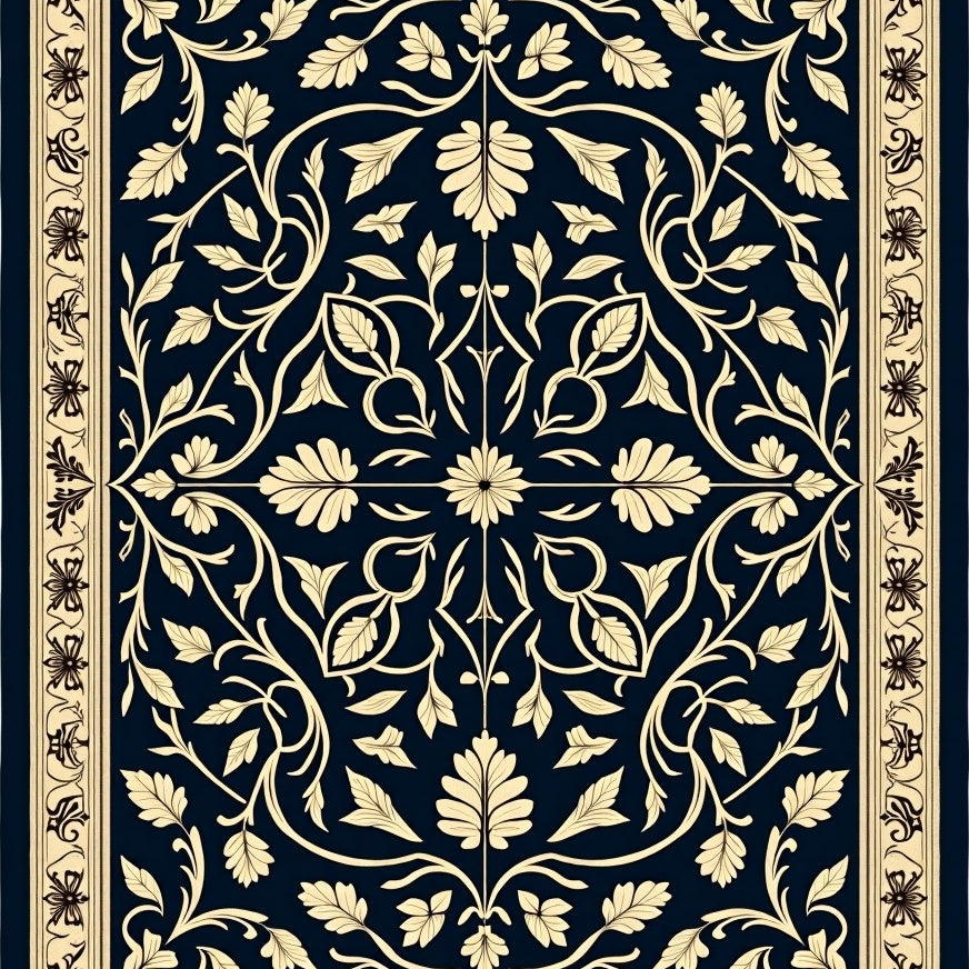 Tapestry Vine with Ornamental Leaf Arrangements Accent (Black) - ODIKA