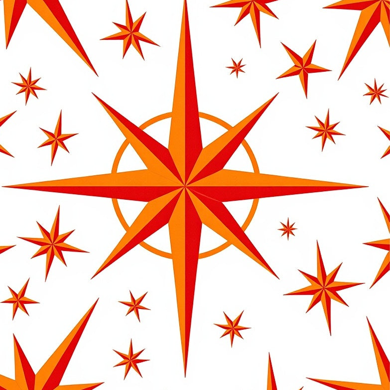 Vintage Compass Rose with Nautical Design (Red) - ODIKA