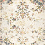 Farmhouse Area Rustic Floral Medallion Non Slip Accent(Beige)