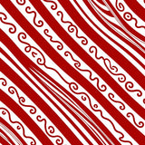 Cane Stripe with Festive Peppermint Swirl Design(Red)