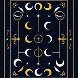 Mystical Lunar Phase Tapestry Divination Esoteric Night Sky(Black)