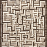 Contemporary Maze Floor with Interwoven Brown Beige Designs(Brown)