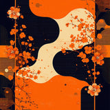 Bat Themed Halloween Rug Floral Bat Design for Home(Orange)