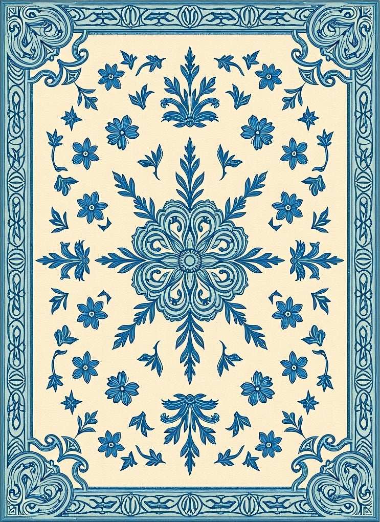 Elegant Floral Medallion Heritage Artisan Vintage Handwoven Treasure (Beige) - ODIKA