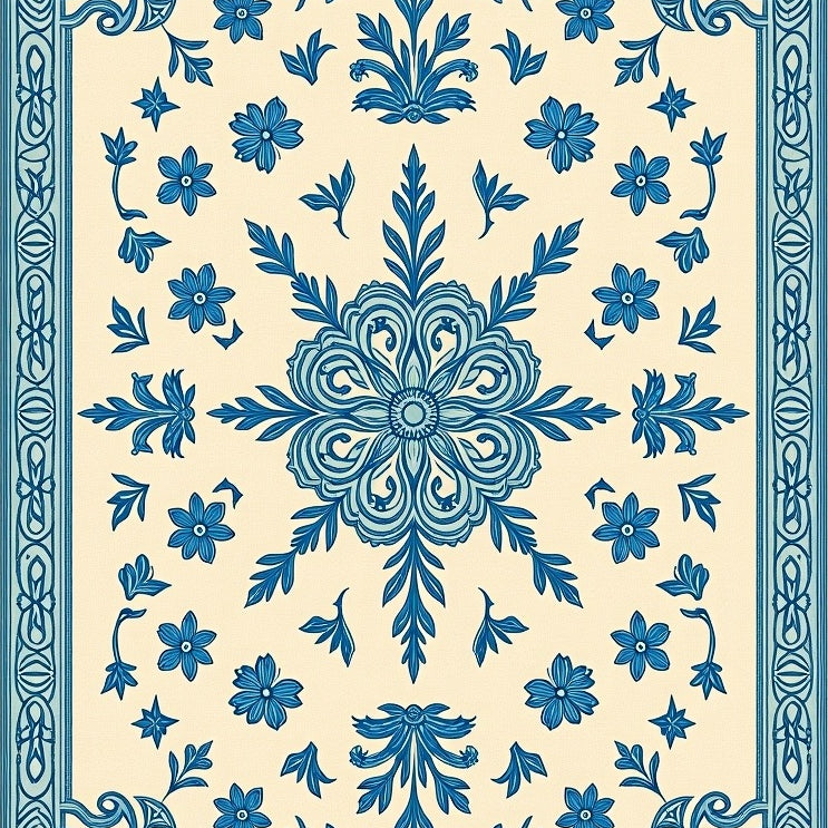 Elegant Floral Medallion Heritage Artisan Vintage Handwoven Treasure (Beige) - ODIKA