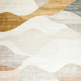 Contemporary Earthy Area with Abstract Wave Motifs and Muted Sand Hues(Beige)
