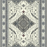 Elegant Ivory and Black Patterned Area Inspired(White)