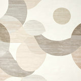Neutral with Minimalist Abstract Circles and Curved Line Artwork(Beige)