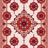 Damask Rose Motif with Interlocking Petal Arrangements(Red)
