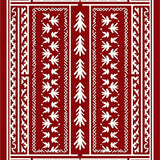 Vintage Nordic Inspired Design with Repeating Stylized Pine(Red)