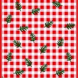 Festive Gingham Patchwork with Evergreen Sprig Accents(Red)