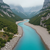 Natural Vista Mountain Stream Panoramic Horizon Perspective Illusion(Blue)