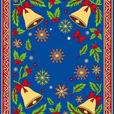 Festive Bells Motif with Snowflake and Holly Leaf Accents(Blue)