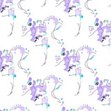 Elegant Interlocking Motifs Featuring Abstract Floral Silhouettes (Purple)