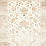 Farmhouse Charm Beige Area with Subtle Floral Accents(Beige)
